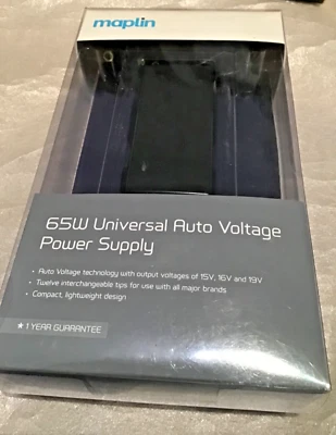 Maplin 65W Universal Auto Voltage Laptop Power Supply with 12 Adaptor Heads - Image 1 of 2