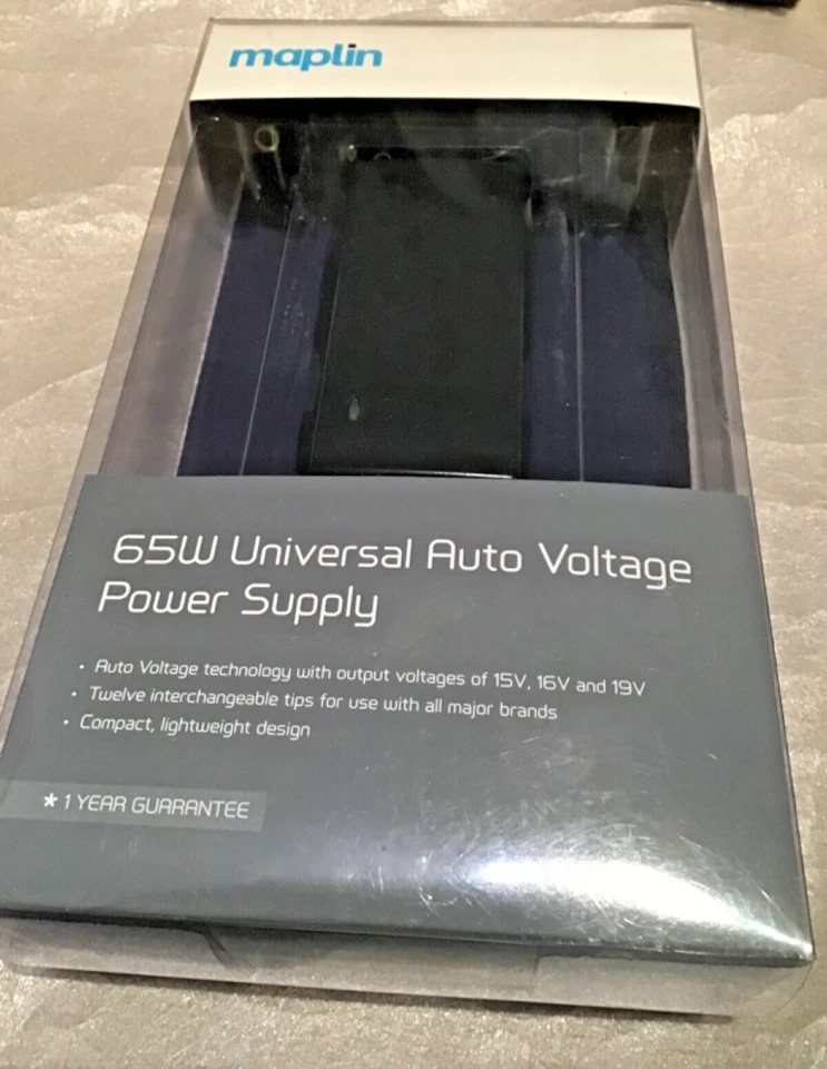 Maplin 65W Universal Auto Voltage Laptop Power Supply with 12 Adaptor Heads - Image 1 of 2