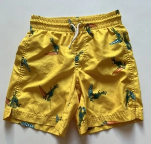 Old Navy Swim Trunks Bright Yellow Surfing Dinosaurs Size Medium 8 - Picture 1 of 7