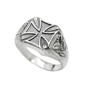 Knight's Cross Men Signet Ring Sterling Silver 925 - Picture 1 of 10