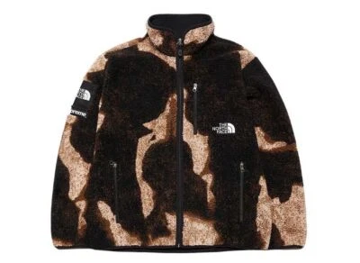 Chaqueta polar Supreme The North Face con estampado de mezclilla blanqueada negra Foto 1 de 3