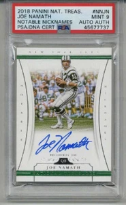 2018 PANINI NATIONAL TREASURES NOTABLE NICKNAMES JOE NAMATH LE 04/25 PSA 9 POP 1 - Picture 1 of 2