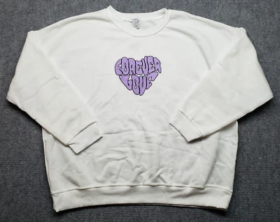 Rue21 Sudadera Mujer 2X Blanca Forever Love Corazón Manga Larga Pullover Nueva Foto 1 de 4