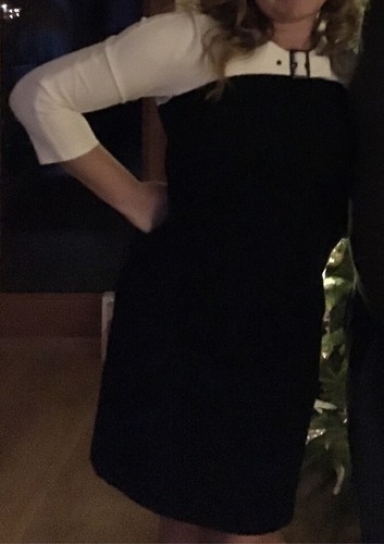 Abito elasticizzato Moschino CheapandChic nero bianco bodycone designer taglia UK 12