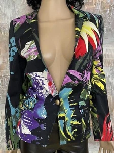 ICEBERG Vintage Jackets Blazer Black Floral Print Original Design XS - Picture 1 of 6