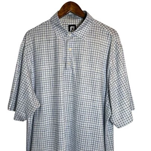 FootJoy FJ Short Sleeve Polo Golf Shirt Men’s XL Blue White Window Pane Preppy - Picture 1 of 7