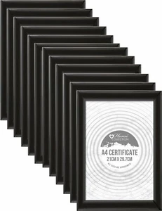 12 x A4 Certificate Black Styrene Photo Frames - Wall Mountable - Freestanding - Picture 1 of 3