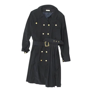 Karl Lagerfeld Damen Mantel | Vintage Navy Designer Wollmantel mit Gürtel Kragen - Bild 1 von 4