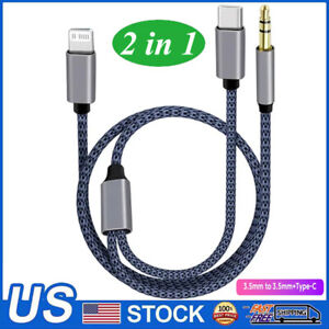3.5mm to Type-C 8Pin iOS Car AUX Audio Cord Cable For Motorola Razr 40 Ultra 40