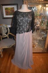 SR951 VM 71524 BLK TAUPE SZ 22 $425  MOTHER OF THE BRIDE FORMAL PARTY DRESS GOWN - Picture 1 of 5
