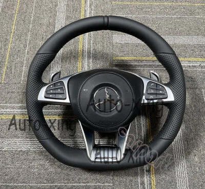 Volante de cuero completo para Mercedes-Benz AMG W204 W205 C300 G63 antiguo a nuevo Foto 1 de 4