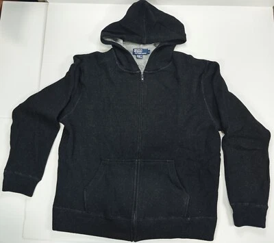 Sudadera con Capucha Vintage Polo Ralph Lauren Mezcla Lana Conejo Cremallera Grande NEGRA Cremallera Para Hombre’s Foto 1 de 4