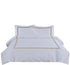 Scala Soft Brushed 600TC Egyptian Cotton Duvet Cover Set With 3-Line Embroidery