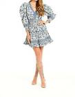 Love The Label Eleanor Mabelline Print V-Neck Tiered Mini Dress for Women