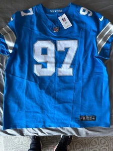 Aidan Hutchinson Detroit Lions Nike Vapor F.U.S.E. Elite Jersey - Blue Size 52 - Picture 1 of 6