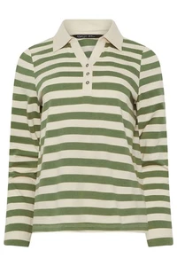 M&Co Petite Women's Stripe Cotton Polo Shirt - Picture 1 of 2