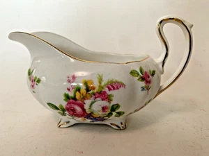 Royal Standard Devon English Bone China Footed Creamer All Over Roses Gold Trim - Picture 1 of 12
