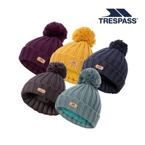 Trespass Kids Hat Knitted Pom Pom Fully Fleece Lined Thorns - Picture 1 of 14