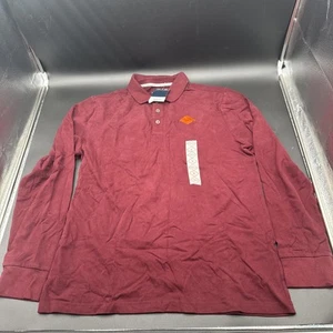 St John's Bay Legacy Polo Shirt Men's Med Autumn Burgundy Soft Long Sleeve NWT - Picture 1 of 5
