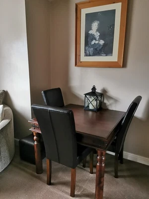 Sheesham Wood Dining Table and 4 Chairs Used In Good Condition. Collection Only. - Image 1 of 4