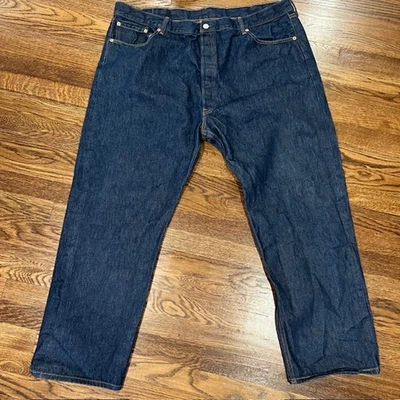 Pantalones de mezclilla Levi's 501 botón mosca para hombre 46x30 lavado oscuro pierna recta encogible a medida Foto 1 de 4