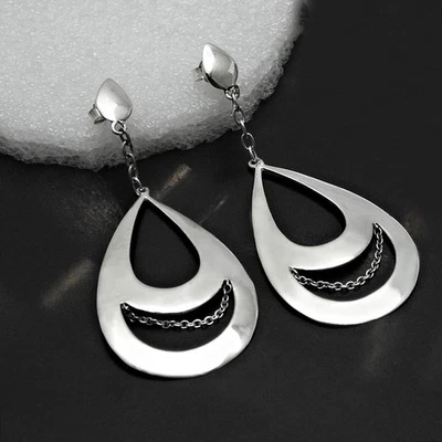 Brincos de prata esterlina 925 Mission Moon Dangler Drop joias celestiais para ela - Imagem 1 de 4