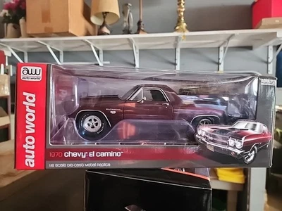 1/18 scale, Auto World, 1970, Chevrolet, El Camino Dark Red, Limited 1002 Pieces - Image 1 of 2