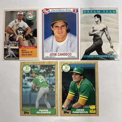 **The Bash Brothers** Mark McGwire & Jose Canseco ~ (5) Card Lot ~ 1987 Rookie - Image 1 of 4