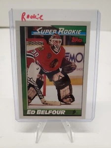 1991 Topps Hockey Card 4 ED BELFOUR SUPER ROOKIE CHICAGO BLACKHAWKS - Picture 1 of 2