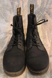 Dr. Doc Martens Combs Boots Mens 11 Womens 12 Black Canvas High Top Punk Rubber - Picture 1 of 8