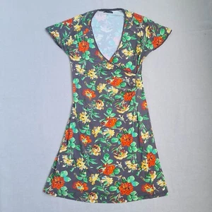 King Louie Womens Dress Size XL A-Line Midi V-Neck Floral Cap Sleeve Viscose - Picture 1 of 20