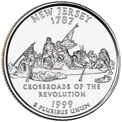 1999 D New Jersey Quarter.  Uncirculated From US Mint roll. - Image 1 of 3