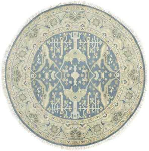 Handgeknüpfter Rund Oushak Orientteppich Blumendesign Wohndeko Teppich 8X8 Fuß - Bild 1 von 12