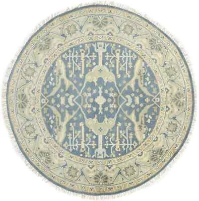 Hand-Knotted Round Oushak Oriental Rug Floral Design Home Decor Carpet 8X8 ft - Image 1 of 4