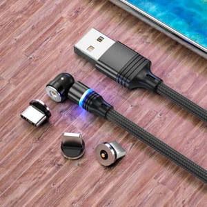 3-in-1 180°+360° Magnetic Charger Cable For Apple Micro USB Type-C Samsung LG - Picture 1 of 18