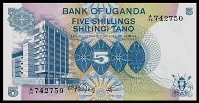 🇺🇬 Uganda  5 Shillings 1979 UNC *** Pick 10 Bank Note - Image 1 of 2