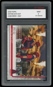 SHOHEI OHTANI/MIKE TROUT TOPPS 'OHTANI GETS HOT' ERROR CARD 1ST GRADED 9 ANGELS - Picture 1 of 2