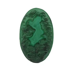 Art Deco Schlevogt Ingrid Malachit Glas Putten Schminktisch Bürsteneinsatz - Bild 1 von 4