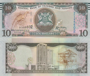 Trinidad and Tobago 10 Dollars (2006/2013) - Perching Bird/Bank/p48b UNC - Picture 1 of 3