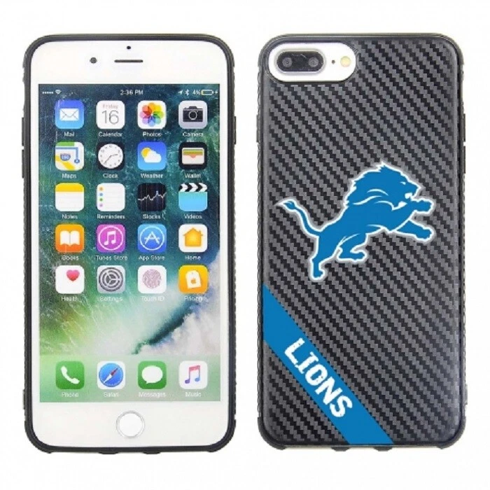 Funda de carbono PBG NFL Detroit Lions para iPhone 8 Plus, 7 Plus, 6 Plus y 6S Plus Foto 1 de 1