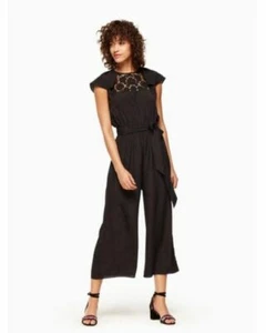 KATE SPADE BLACK LACE EMBROIDERED JUMPSUIT (SIZE M) RRP £335 - Picture 1 of 3