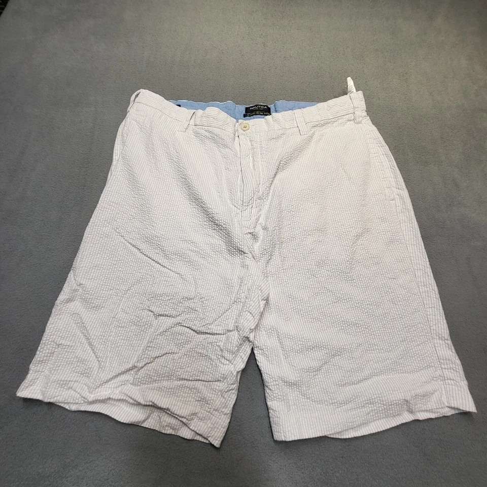 Pantalones Cortos Nautica Para Hombres 36 Púrpura Blanco Rayas Vidente Sucker Informal Preppy Foto 1 de 4
