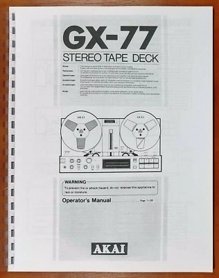  Manual del propietario de cubierta de cinta carrete a carrete Akai GX-77 Foto 1 de 4