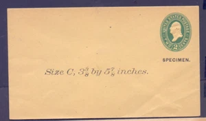 United Stamps Stamped enveloped Washington SP-F39 2cts with Specimen  very fine! - Picture 1 of 2