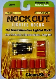 Nockout Lighted Nocks Crossbow Universal Fit Half Moon Green 3 Pack - Picture 1 of 7