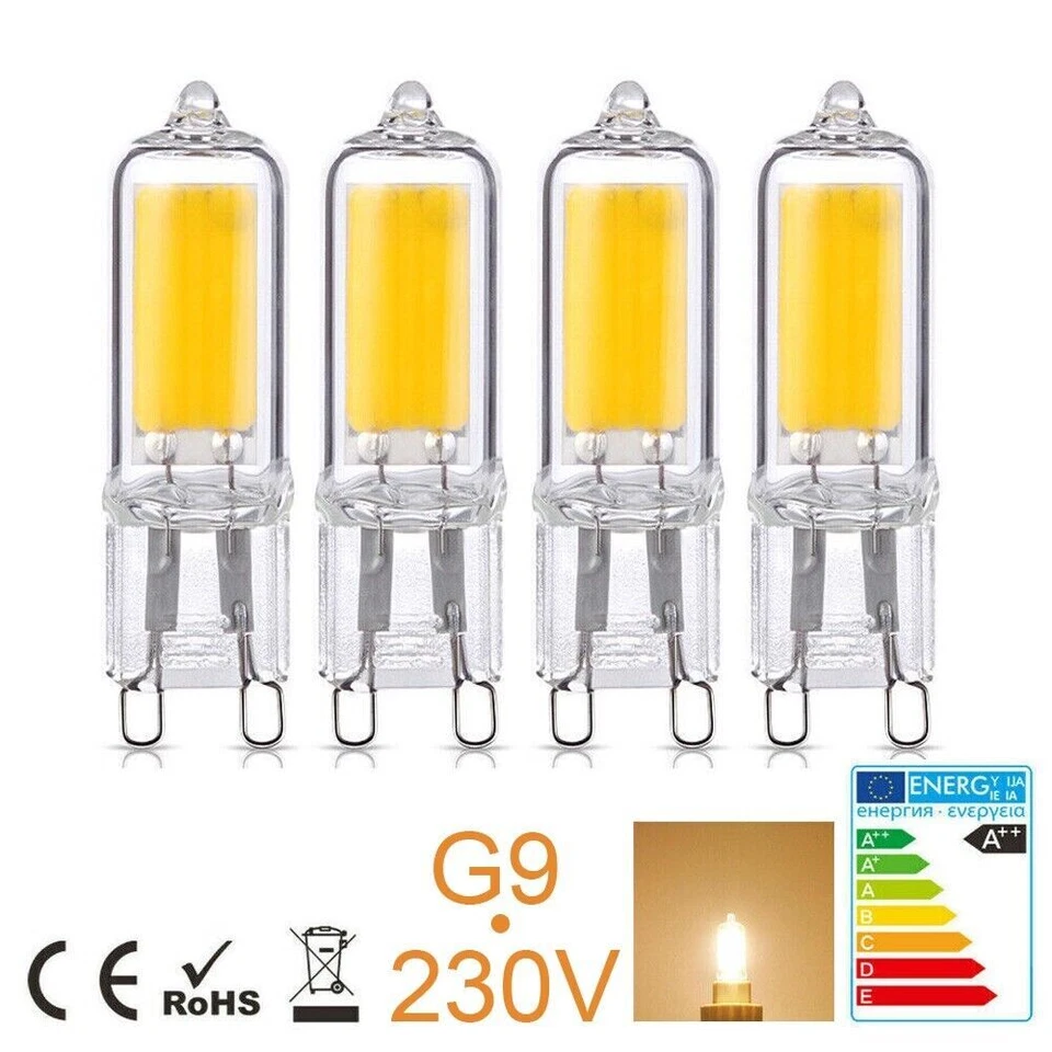 4 x G9 LED Bulb Warm White Dimmable COB 3W=40W Halogen Capsule Wall Light Bulbs - Image 1 of 4