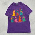 Vintage T Shirt Mens Medium Purple Single Stitch Graphic Print 90s Animal Nature