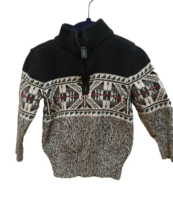 CHAPS Toddler Boys SZ 2T Casual Knit Pullover 1/4 Zip Long Sleeve Nordic Sweater - Image 1 of 4