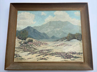 PINTURA ANTIGA Deserto 1940’S PAISAGEM IMPRESSIONISTA CALIFORIA ANTIGA Listada a Óleo - Imagem 1 de 4