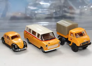 BREKINA - 010458 - SWISS PTT POST POSTBUS SET - FORD TRANSIT, UNIMOG, VW BEETLE - Picture 1 of 23